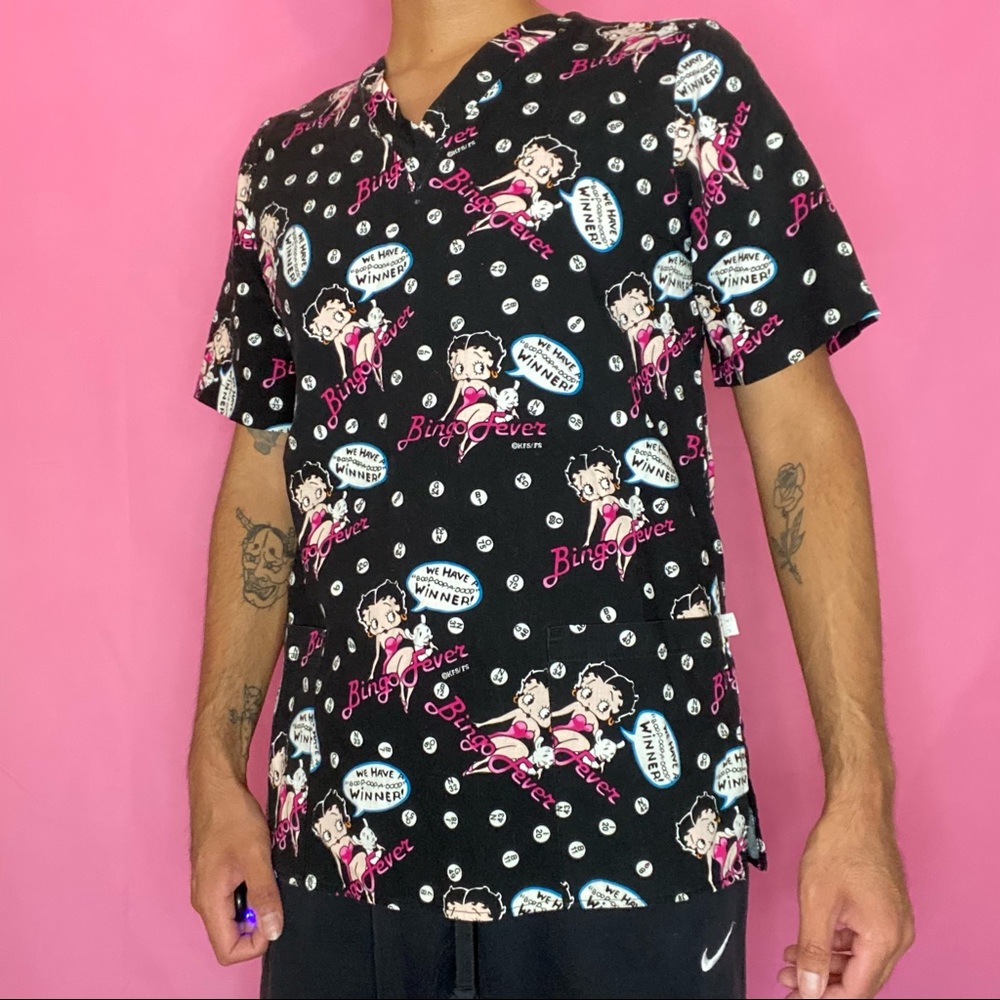 Vintage 90’s Betty Boop Nurse Scrub Top View 3